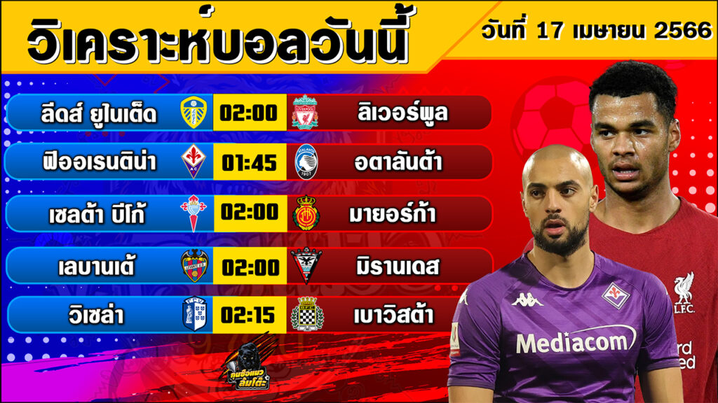 วิเคราะห์บอลวันนี้ | วันจันทร์ที่ 17 เมษายน 2566 |ทีเด็ดบอล | Byกุนซือแมว ล้มโต๊ะ | บอลเต็ง