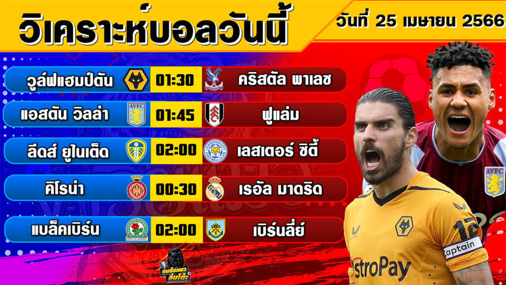 วิเคราะห์บอลวันนี้ | วันอังคารที่ 25 เมษายน 2566 | ทีเด็ดบอล | Byกุนซือแมวล้มโต๊ะ