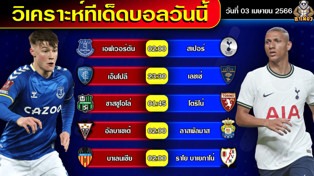 วิเคราะห์บอลวันนี้ By อาเพียวบอลสด วันที่ 03 เมษายน 2566