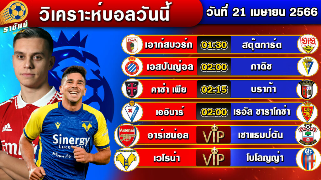 วิเคราะห์บอลวันนี้ | วันศุกร์ที่ 21 เมษายน 2566 | ทีเด็ดบอลเต็ง | By ราชันย์บอลเต็ง EP.50