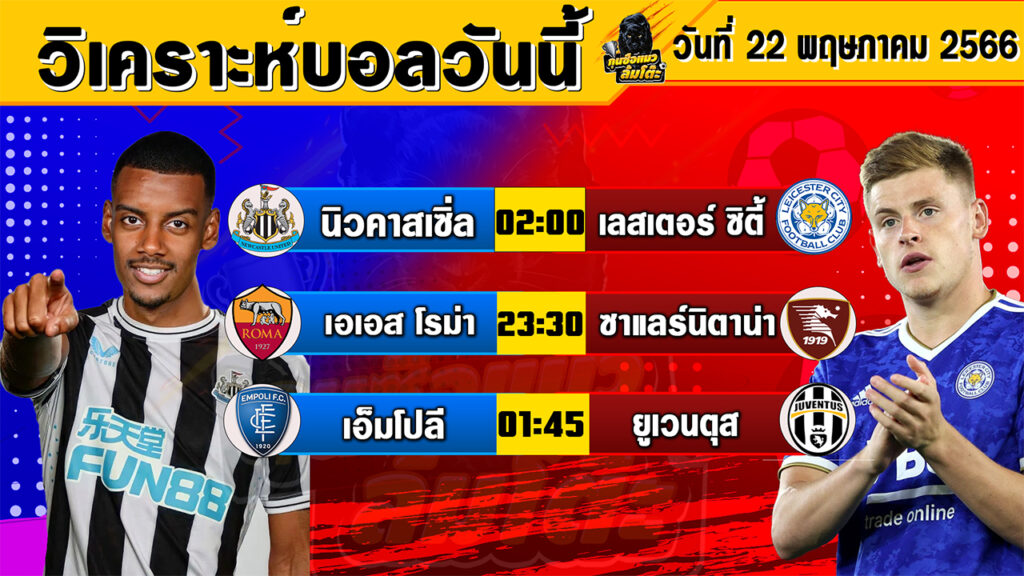 วิเคราะห์บอลวันนี้ | วันจันทร์ที่ 22 พฤษภาคม 2566 | ทีเด็ดบอล | Byกุนซือแมวล้มโต๊ะ