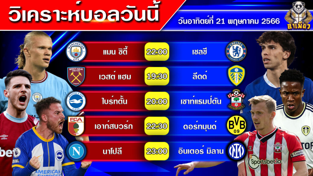 วิเคราะห์บอลวันนี้ วันที่ 21 พฤษภาคม 2566