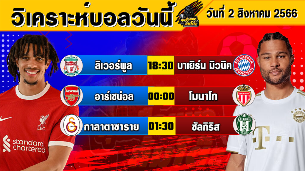 วิเคราะห์บอลวันนี้ | วันพุธที่ 02 สิงหาคม 2566 | ทีเด็ดบอลวันนี้ | Byกุนซือแมว ล้มโต๊ะ