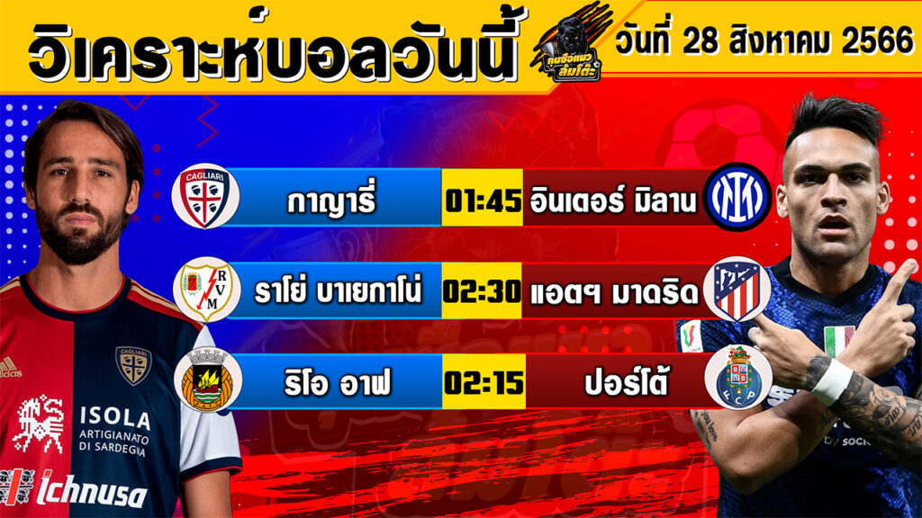 วิเคราะห์บอลวันนี้ | วันจันทร์ที่ 28 สิงหาคม 2566 | ทีเด็ดบอลวันนี้ | Byกุนซือแมวล้มโต๊ะ