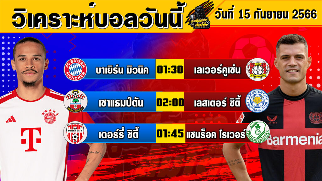 วิเคราะห์บอลวันนี้ | วันศุกร์ที่ 15 กันยายน 2566 | ทีเด็ดบอลวันนี้ | Byกุนซือแมวล้มโต๊ะ