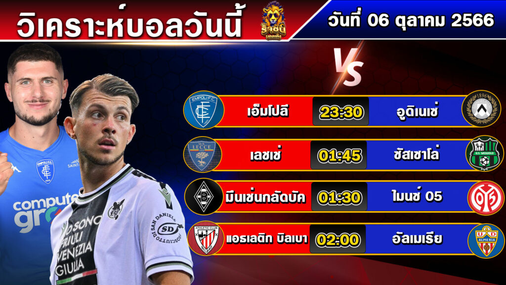 วิเคราะห์บอลวันนี้ | วันศุกร์ที่ 06 ตุลาคม 2566 | ทีเด็ดบอล | By ราชันบอลเต็ง EP.163